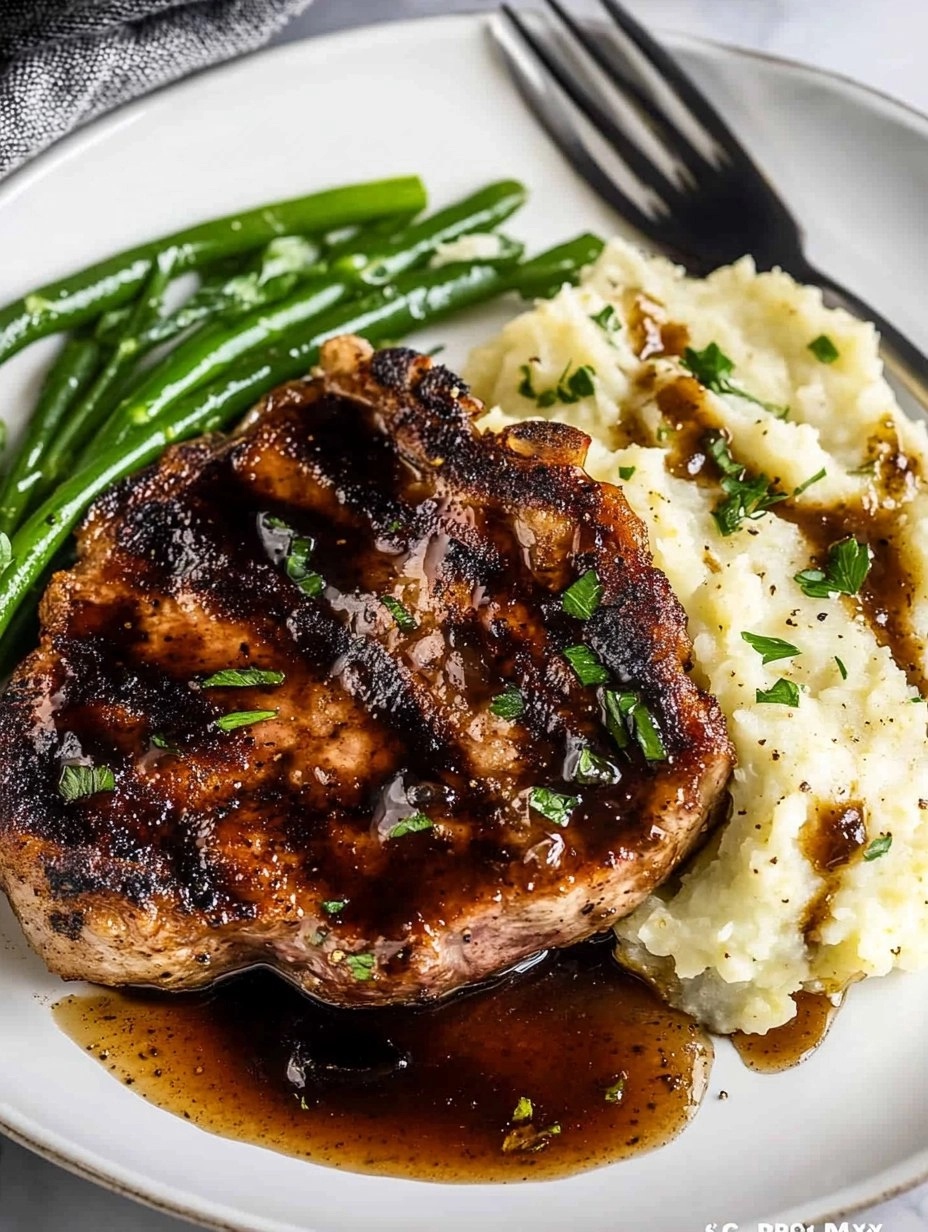 Balsamic Pork Chops with Cauli Mash 86 Balsamic Pork Chops with Cauli Mash