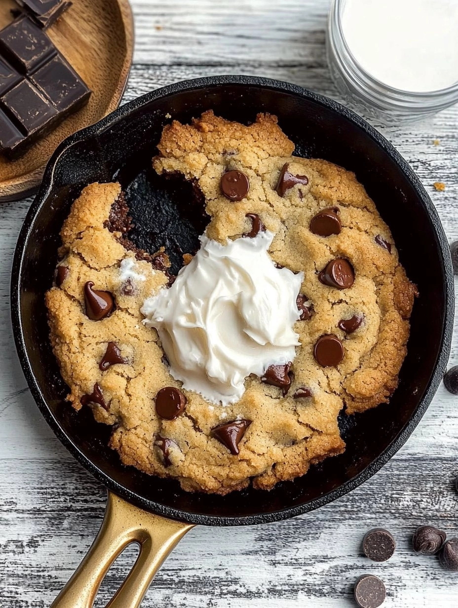 Chewy Gooey Chocolate Chip Skillet Cookie