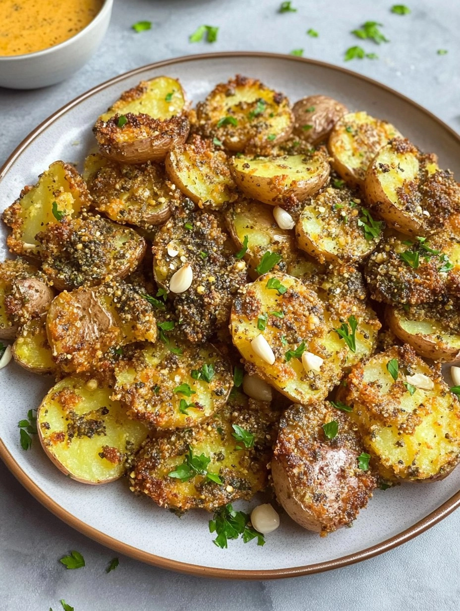 Crispy Smashed Potatoes with Garlic & Za'atar 111 Crispy Smashed Potatoes with Garlic & Za'atar