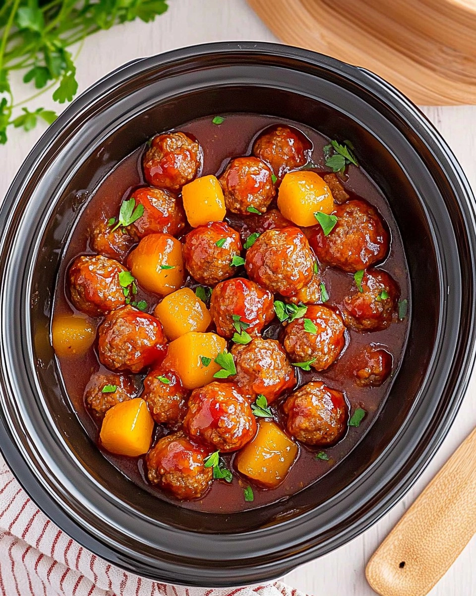 Healthy Crockpot Hawaiian Meatballs