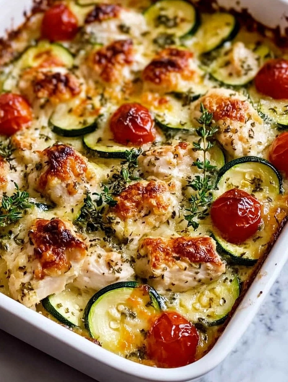 Mediterranean Chicken Zucchini Bake