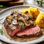 Pink-Roasted-Steak-with-Mushroom-Sauce-Recipe