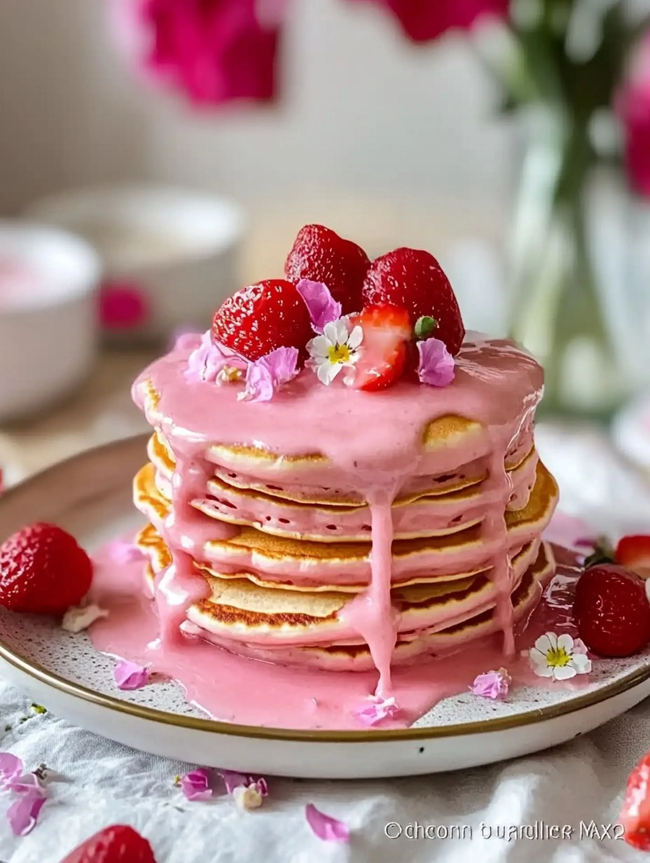 Romantic Brunch Ideas Pink Pancakes