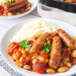 Sausage, Butter Bean & Tomato Tray Bake 113 Sausage-Butter-Bean-Tomato-Tray-Bake-Recipe