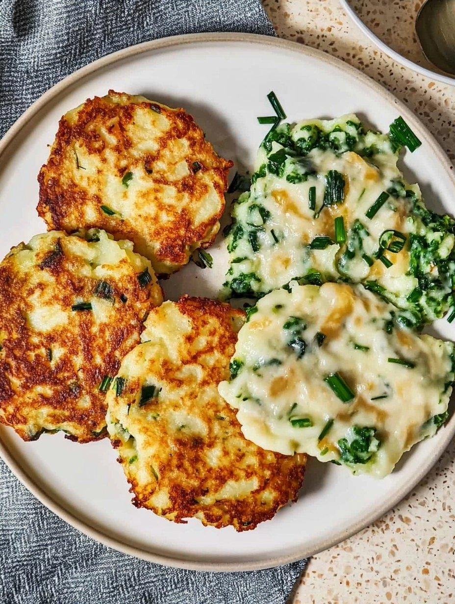 Cheesy Colcannon Potato Cakes with Scallions 111 Cheesy Colcannon Potato Cakes with Scallions