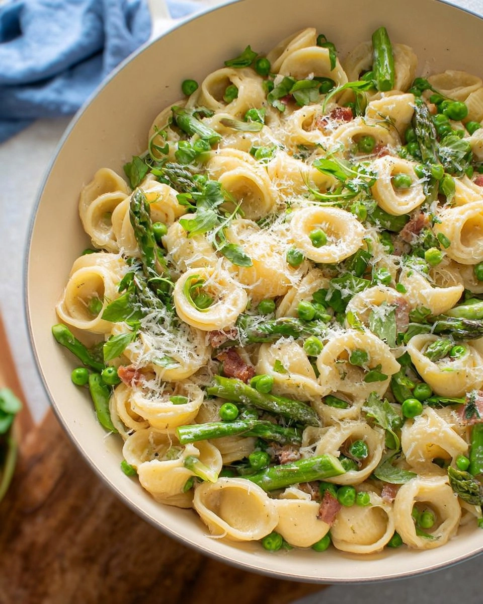 Creamy Lemon Asparagus Pasta with Peas & Parmesan