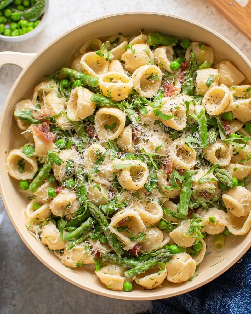 Creamy Lemon Asparagus Pasta with Peas & Parmesan