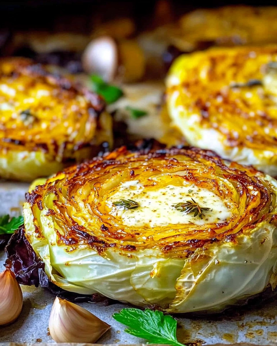 Crispy Roasted Parmesan Cabbage Steaks with Garlic Herb Butter