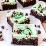 Mint Chocolate Chip Brownies with Green Swirl Frosting 133 Mint-Chocolate-Chip-Brownies-with-Green-Swirl-Frosting-Recipe