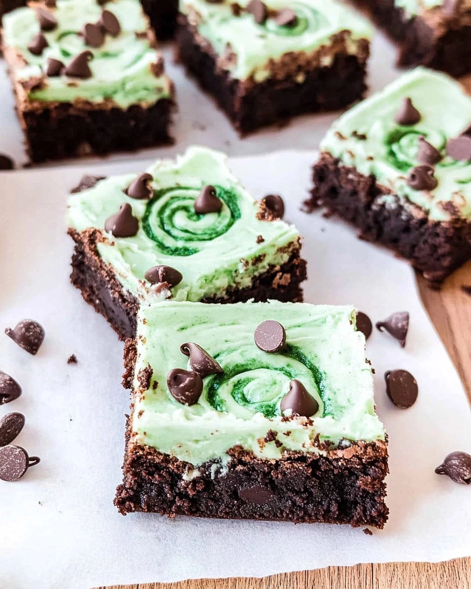 Mint Chocolate Chip Brownies with Green Swirl Frosting 130 Mint Chocolate Chip Brownies with Green Swirl Frosting