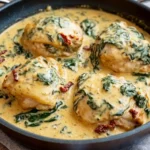 One-Pan-Creamy-Tuscan-Chicken-Thighs-with-Spinach-Sun-Dried-Tomatoes-Recipe