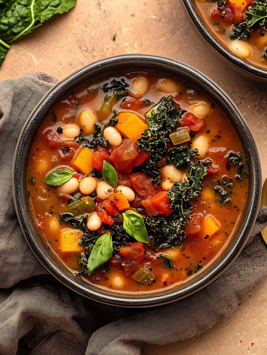 One-Pot Creamy Tuscan White Bean & Kale Soup