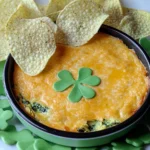 Shamrock-Spinach-Artichoke-Dip-with-Green-Tortilla-Chips-Recipe