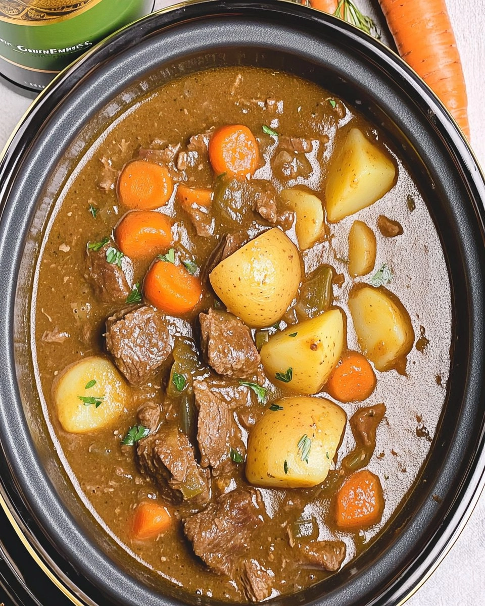 Slow Cooker Guinness Beef Stew with Potatoes & Carrots