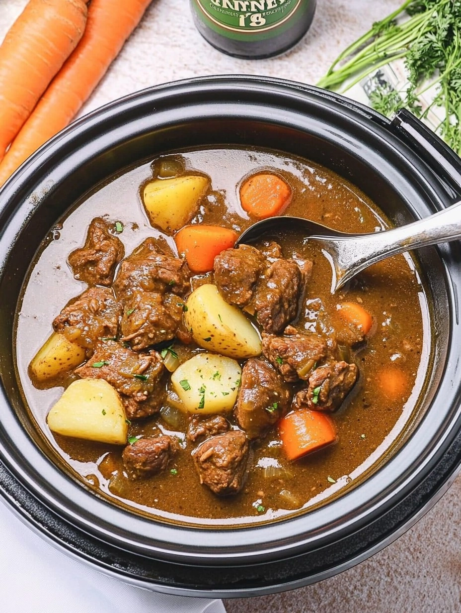 Slow Cooker Guinness Beef Stew with Potatoes & Carrots