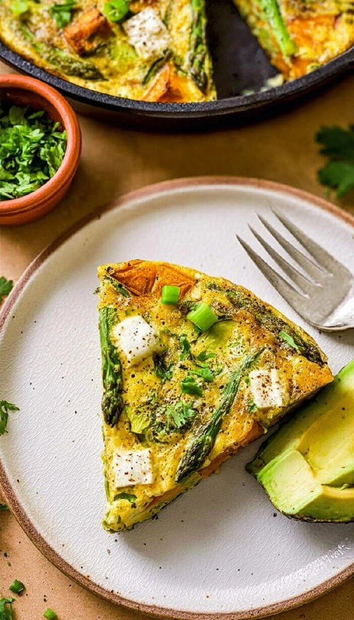 Asparagus Frittata with Goat Cheese & Sweet Potatoes