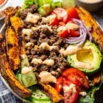 Burger Bowls with Chipotle Ranch Sweet Potato Fries 116 Burger-Bowls-with-Chipotle-Ranch-Sweet-Potato-Fries-Recipe