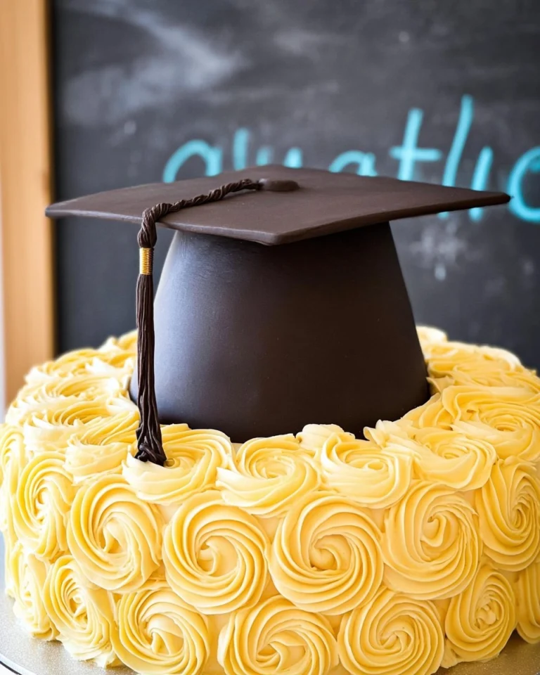 Elegant-Graduation-Cake-with-Fondant-Cap-Topper-Recipe