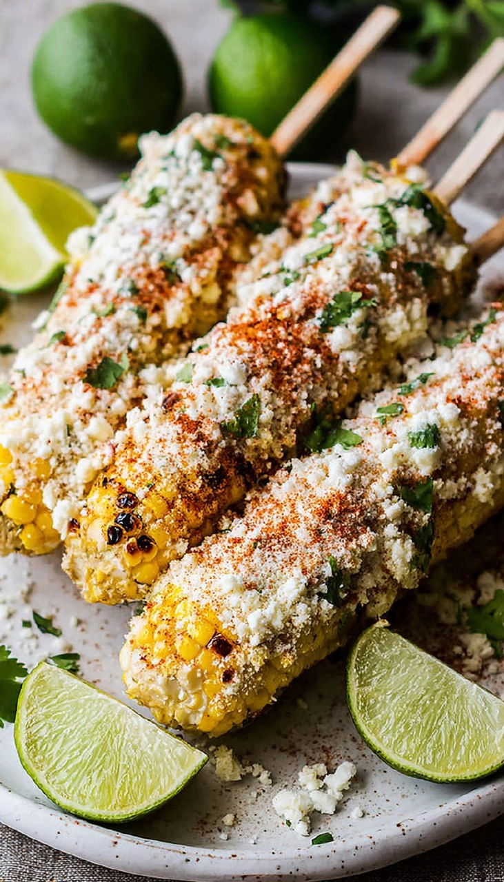 Elote | Grilled Mexican Street Corn with Cotija Cheese & Chili Lime