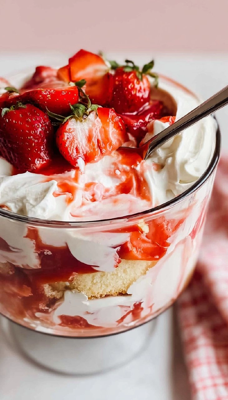 Strawberry Shortcake Trifle with Angel Food Cake