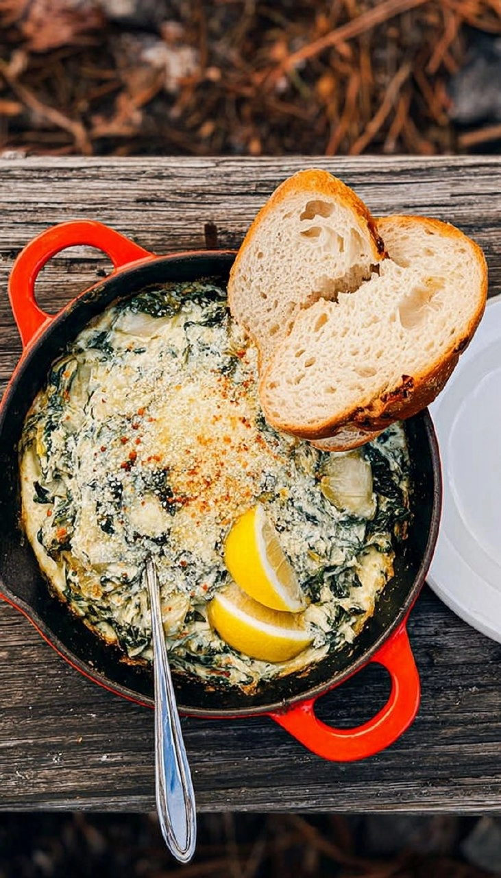 Campfire Spinach Artichoke Dip