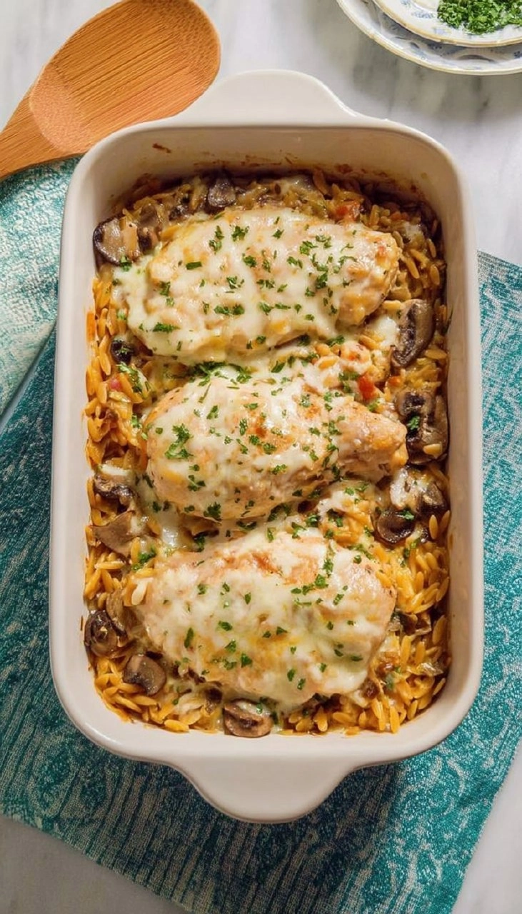 Creamy Chicken Orzo Bake