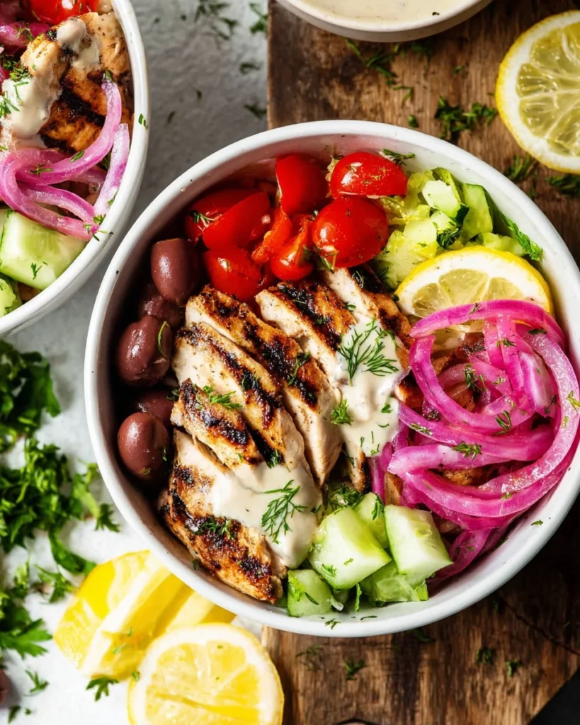 Greek-Chicken-Bowls-with-Lemon-Garlic-Tahini-Sauce-Healthy-Mediterranean-Bowls-Recipe