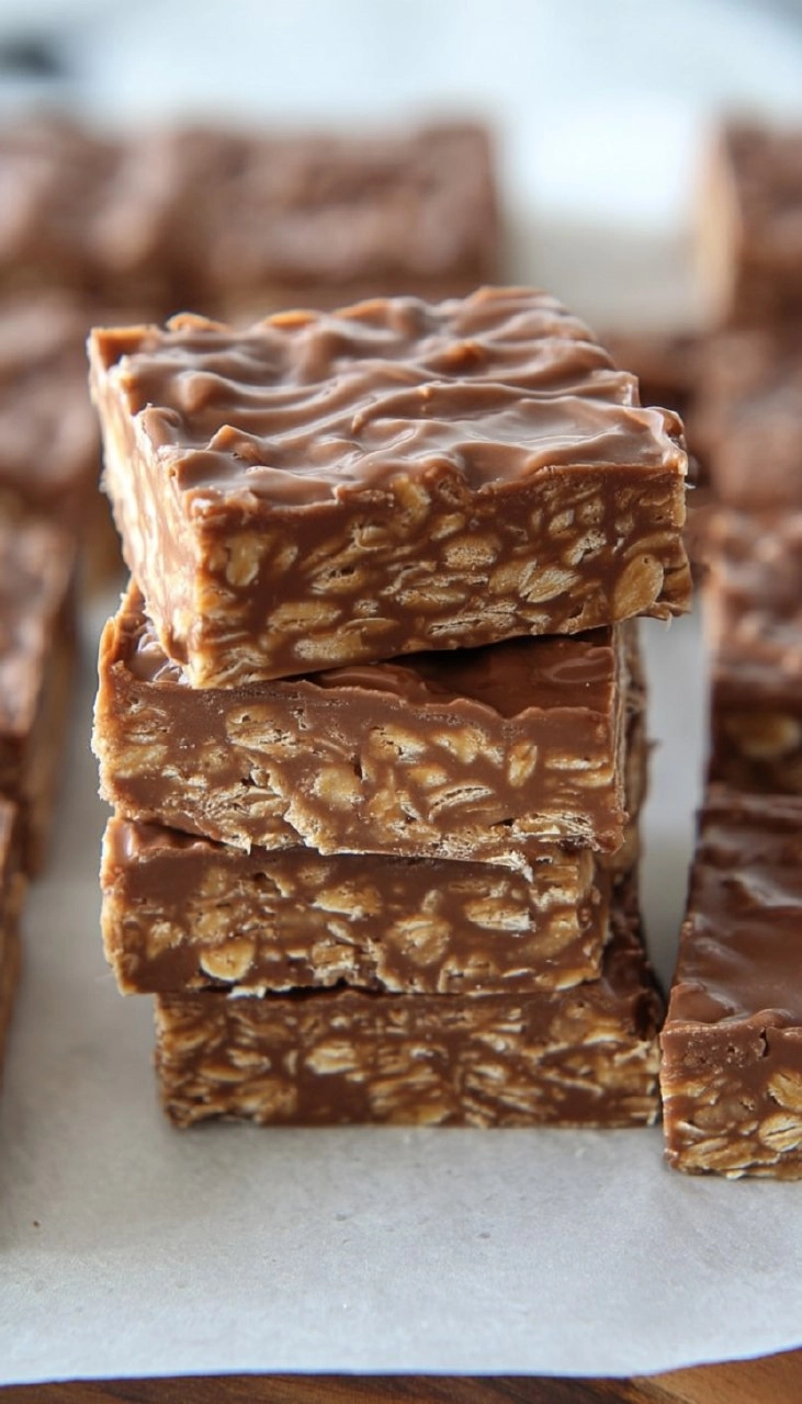 No Bake Chocolate Peanut Butter Oat Bars