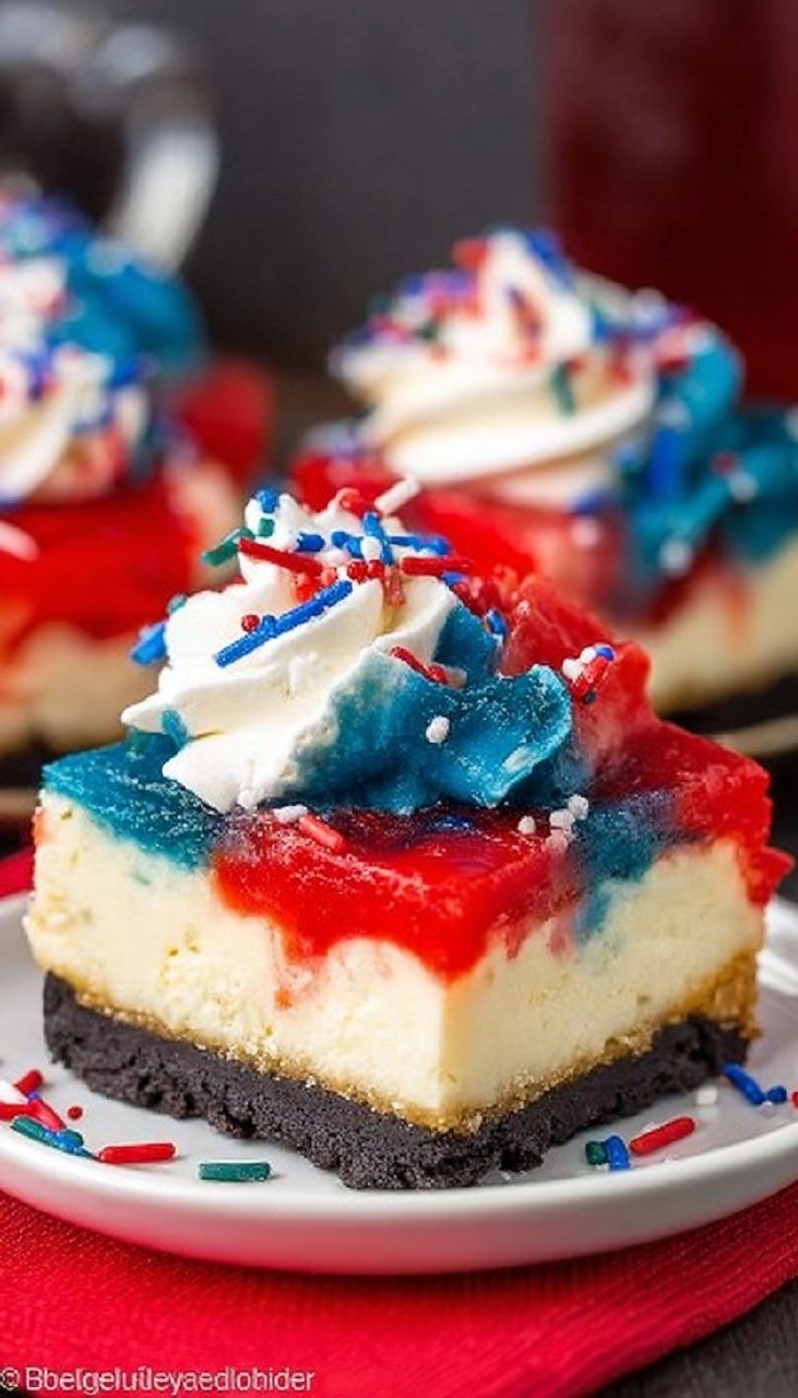Red White and Blue Cheesecake Bars
