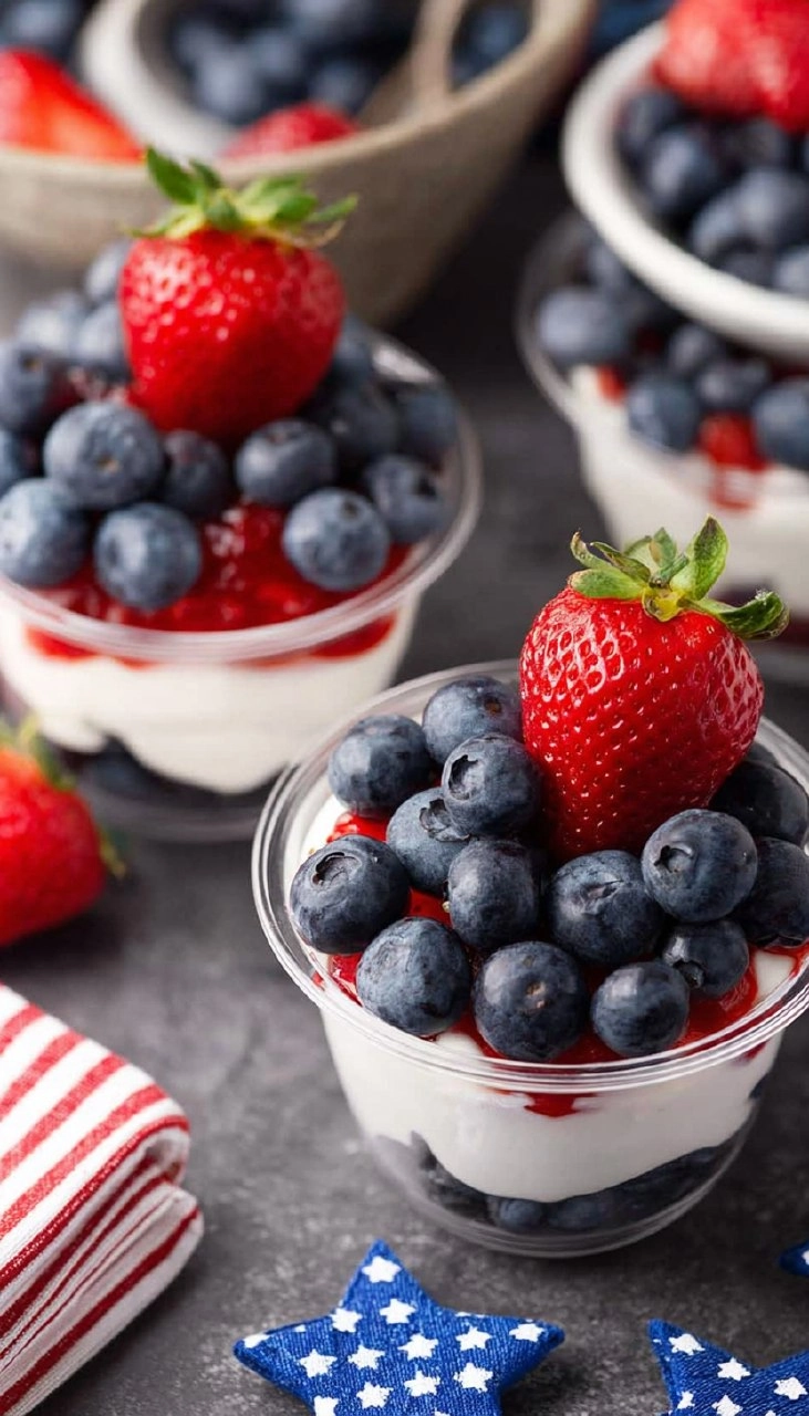 Red, White and Blue Fruit Cups