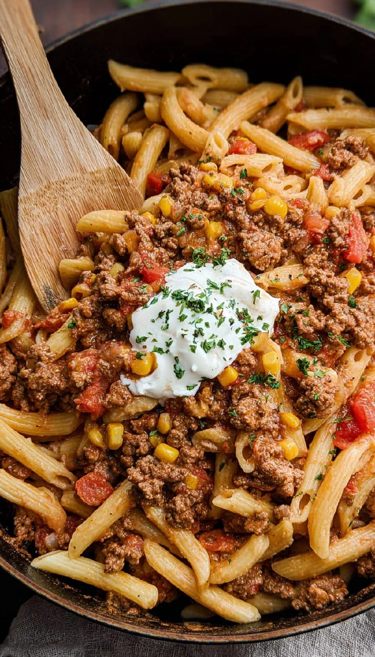 Southwest Ground Beef Pasta