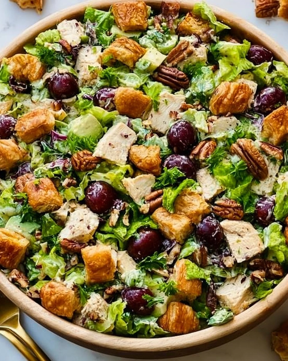 Chicken Salad with Grapes, Pecans, and Croissant Croutons