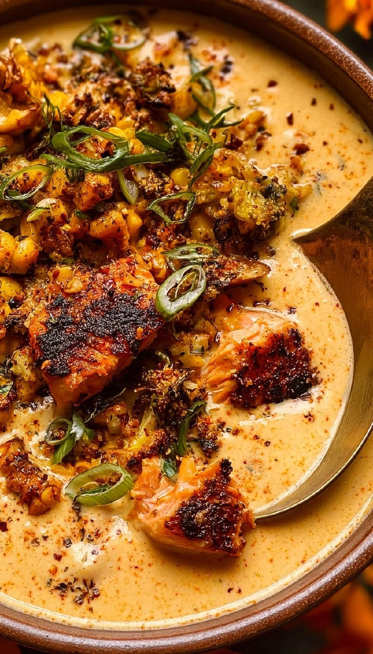 Creamy Blackened Salmon Chowder