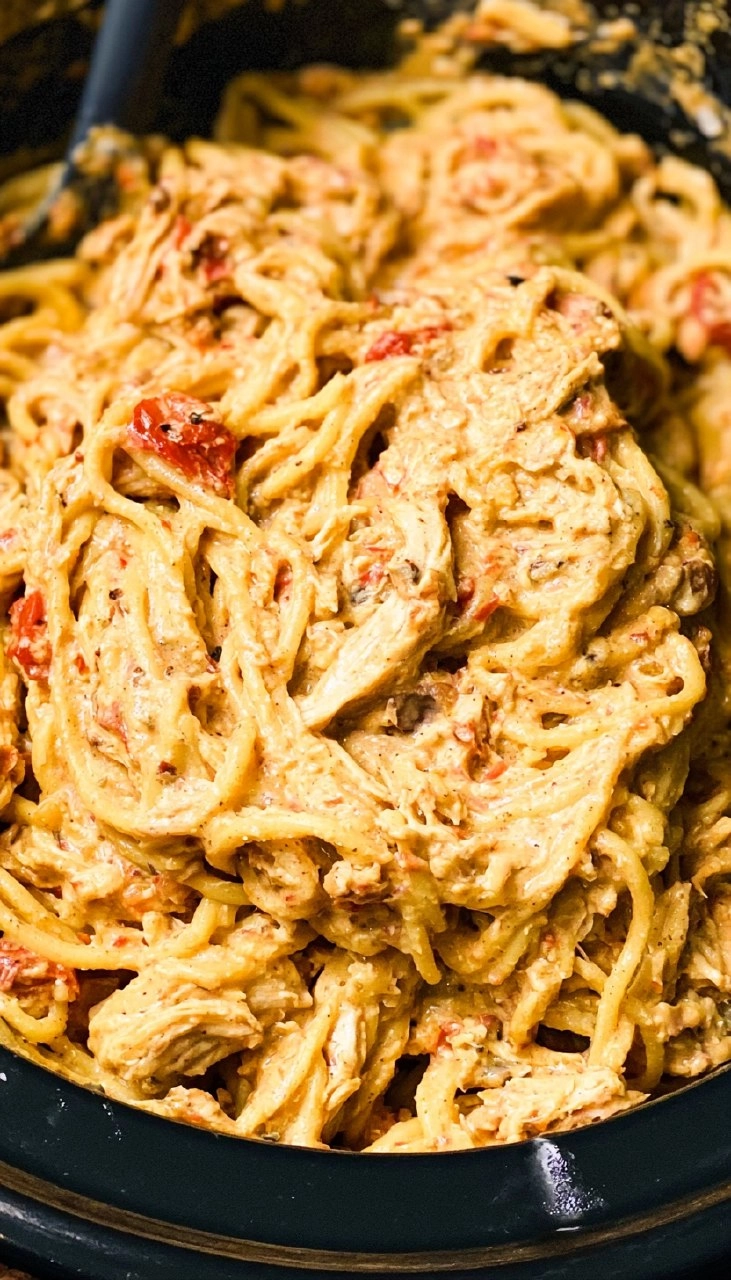 Crockpot Chicken Spaghetti