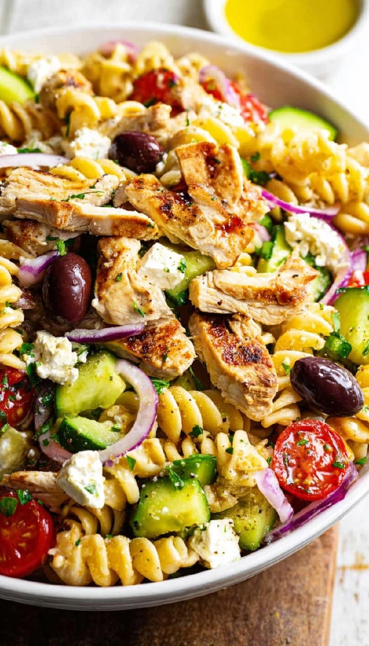 Greek Chicken Pasta Salad (Healthy, High Protein, Easy Meal Prep)