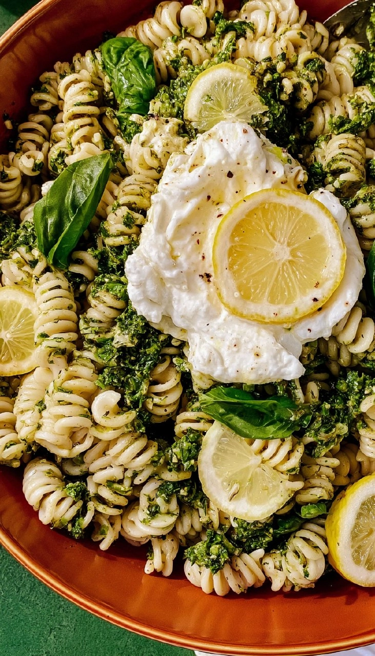 Lemon Herb Pasta Salad with Burrata