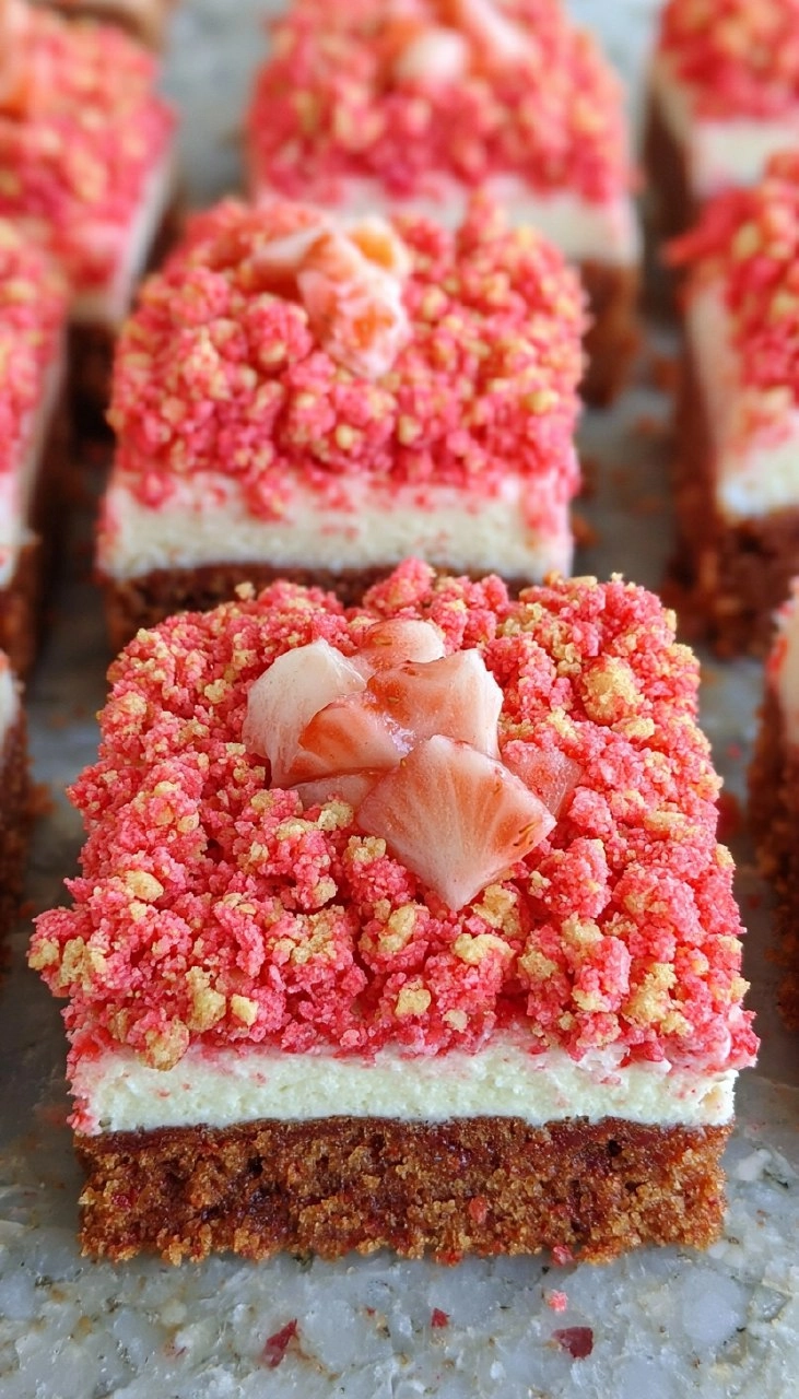 Strawberry Crunch Cheesecake Brownies