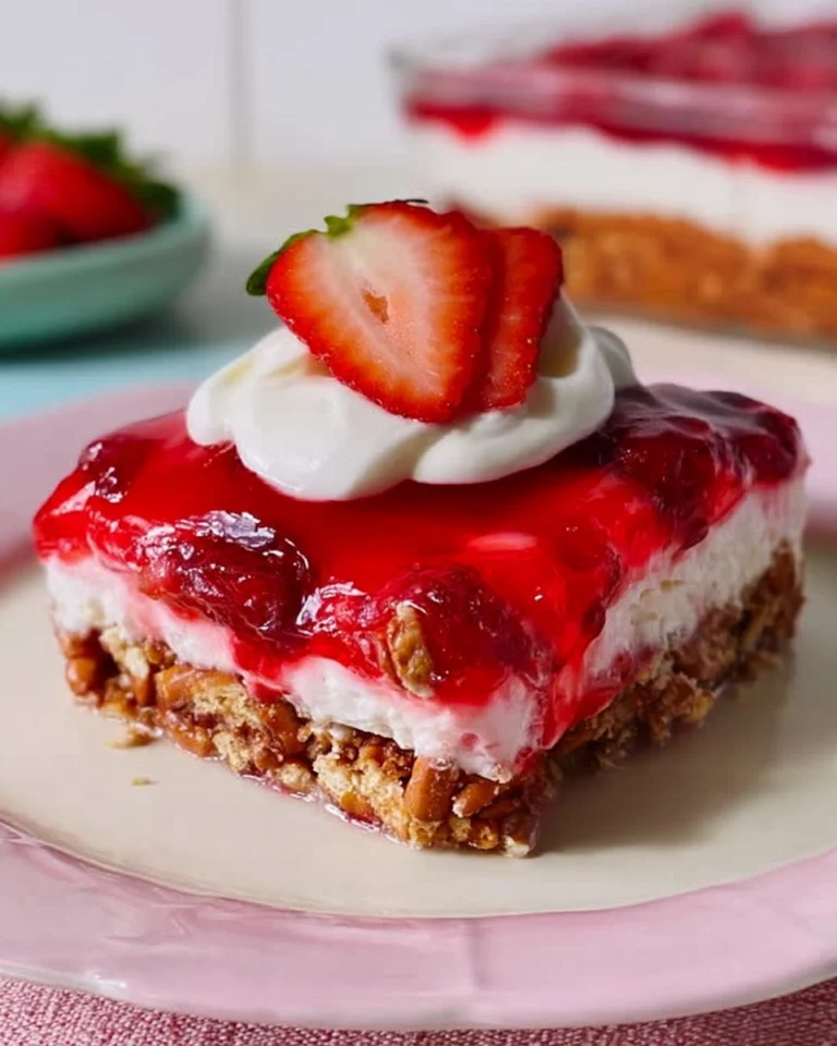 Strawberry-Pretzel-Salad-Sweet-No-Bake-Potluck-Dessert-Recipe