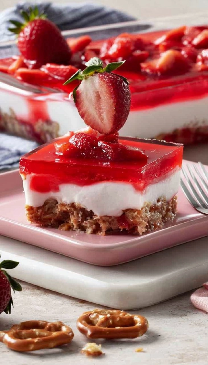 Strawberry Pretzel Salad | Sweet No-Bake Potluck Dessert