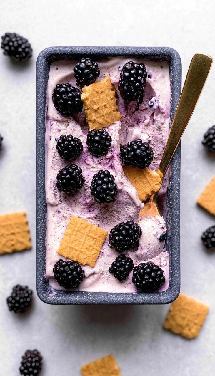Blackberry Cheesecake Cottage Cheese Ice Cream