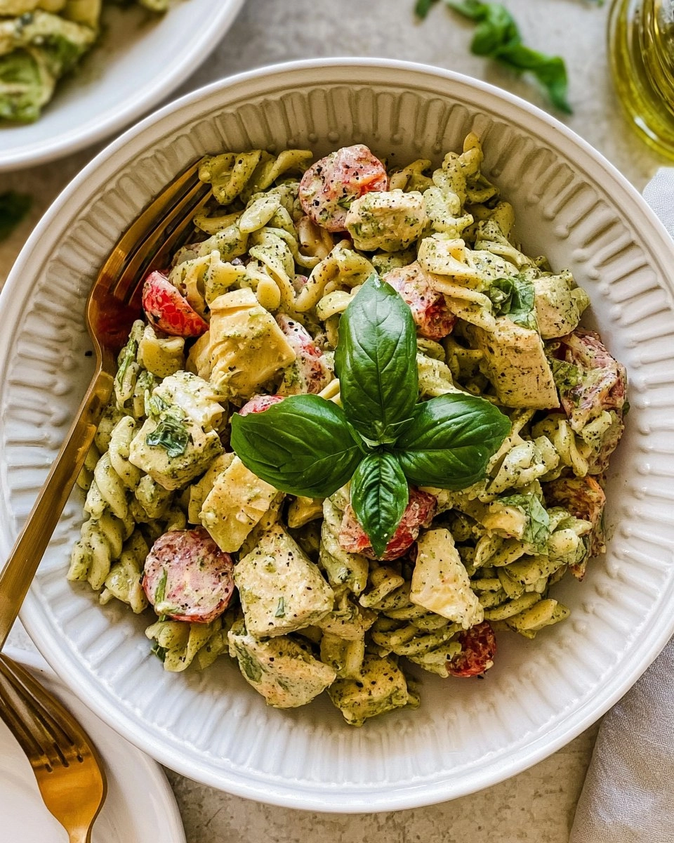 Creamy Chicken Pesto Pasta Salad