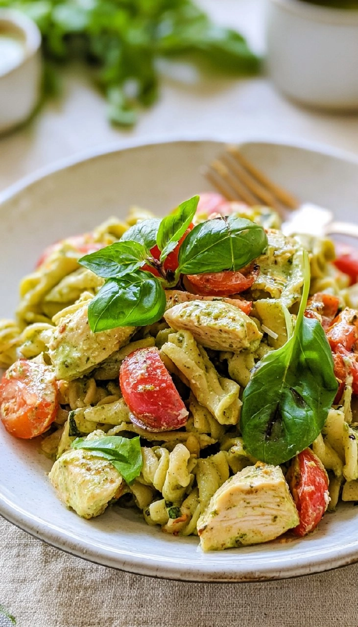 Creamy Chicken Pesto Pasta Salad