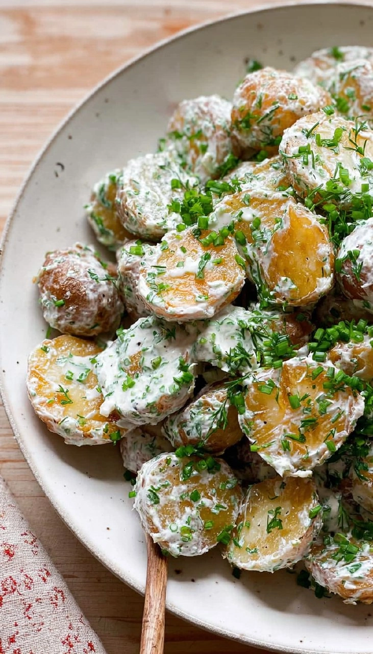 Crispy Potato Salad with Creamy Herb Yogurt Dressing