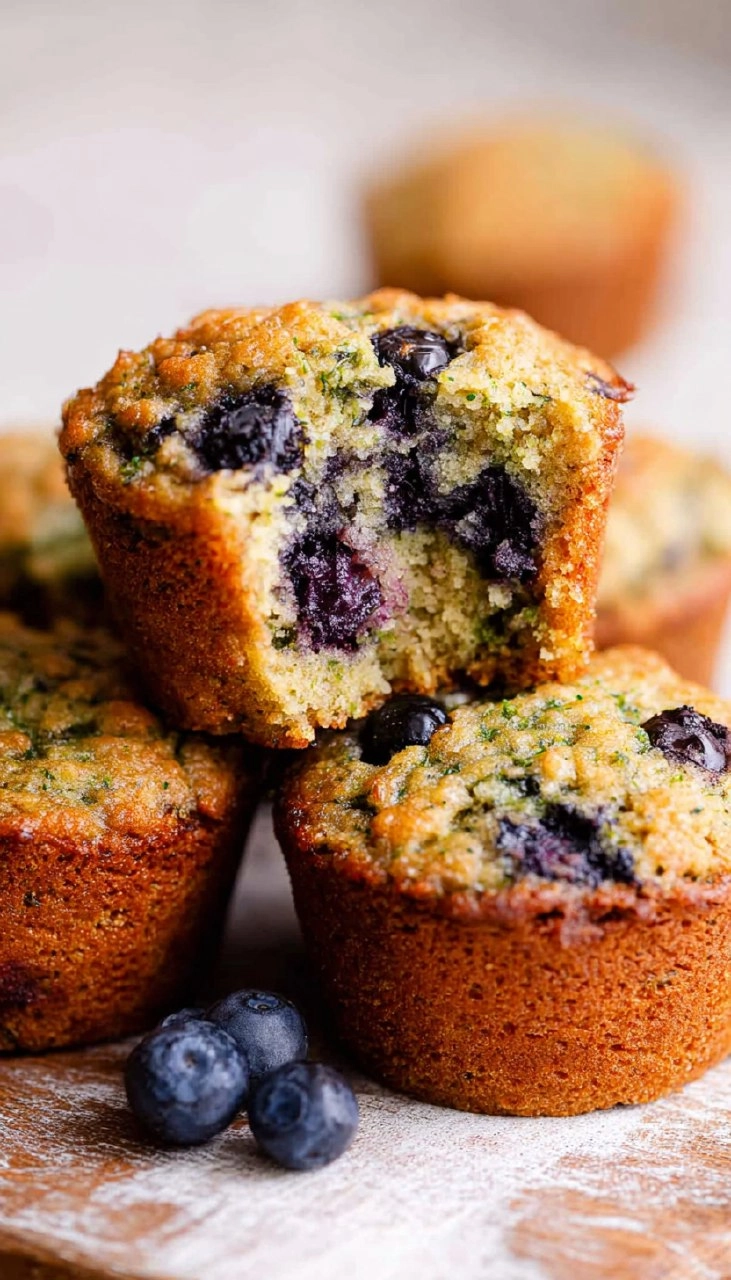 Healthy Blueberry Zucchini Muffins (Gluten Free, Paleo, Almond Flour)