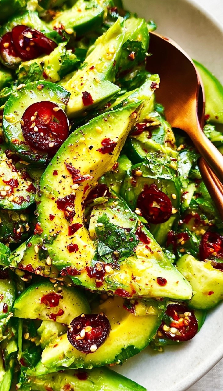 Smashed Cucumber Avocado Salad