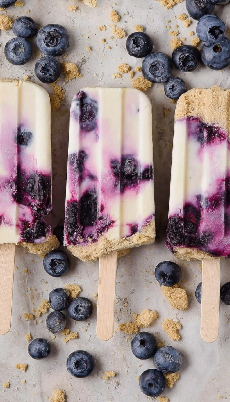Blueberry Cheesecake Protein Popsicles
