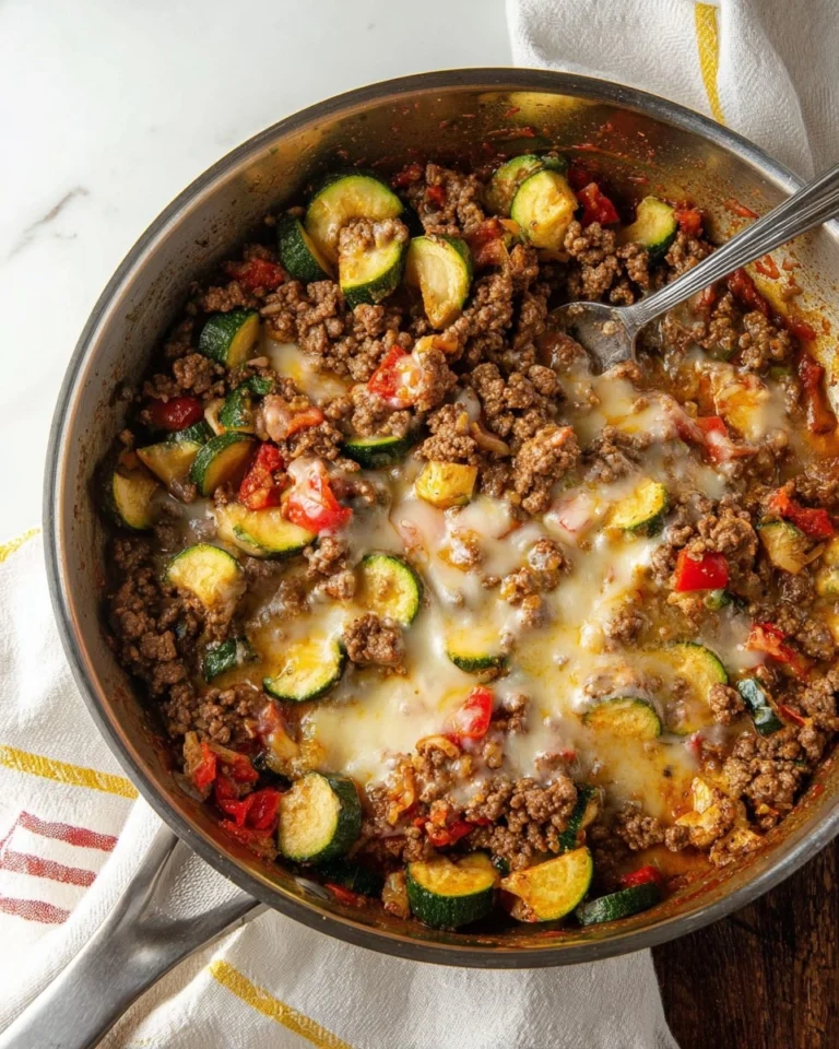 Cheesy-Ground-Beef-Zucchini-Skillet-Recipe