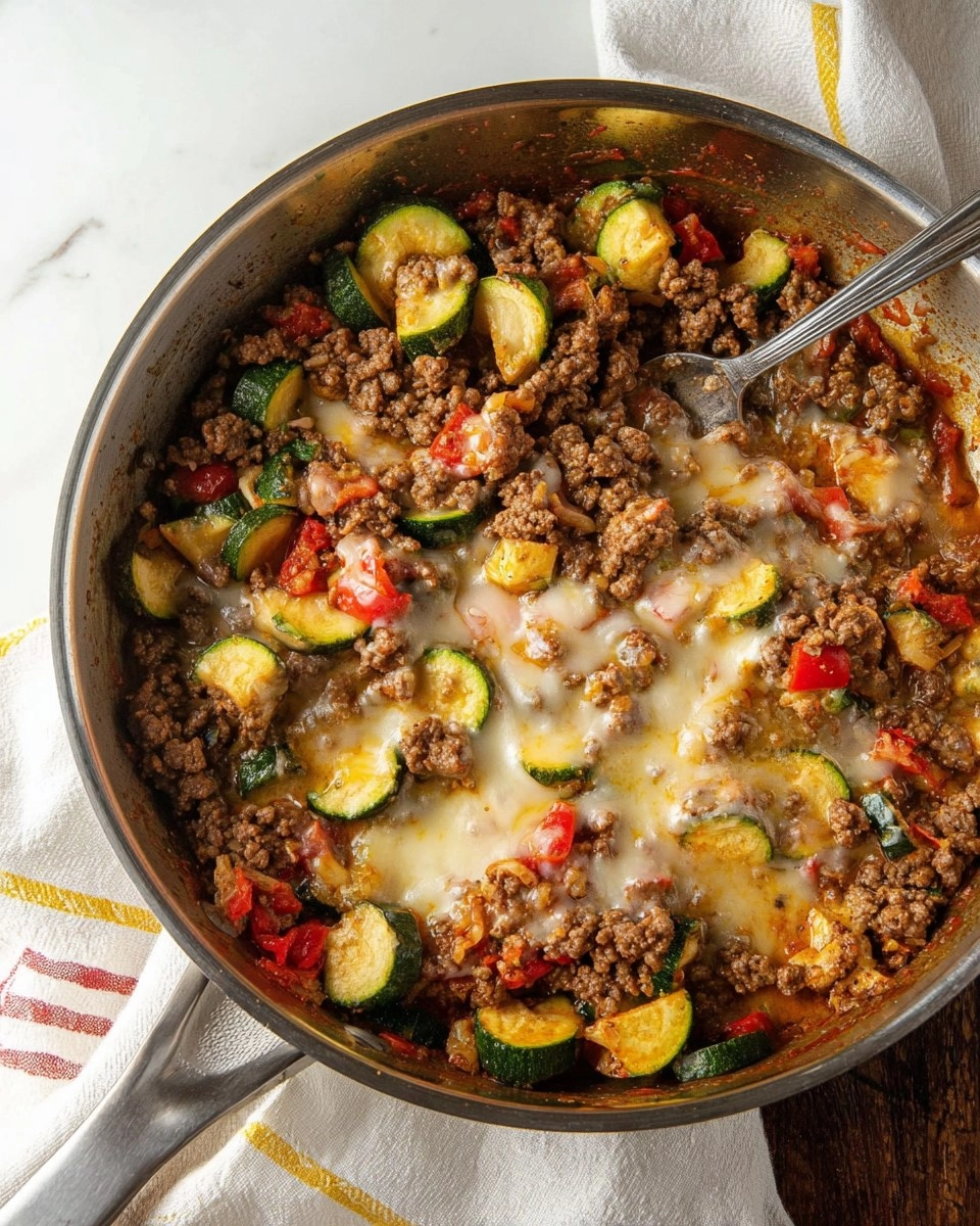 Cheesy Ground Beef Zucchini Skillet