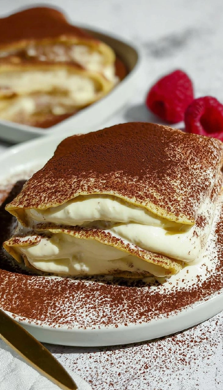 Cottage Cheese Tiramisu Crepe Roll