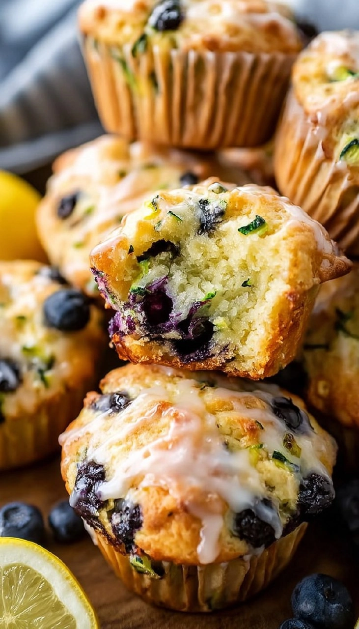 Lemon Blueberry Zucchini Muffins